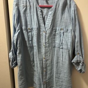 J. Jill Light Blue Casual Button Down Shirt